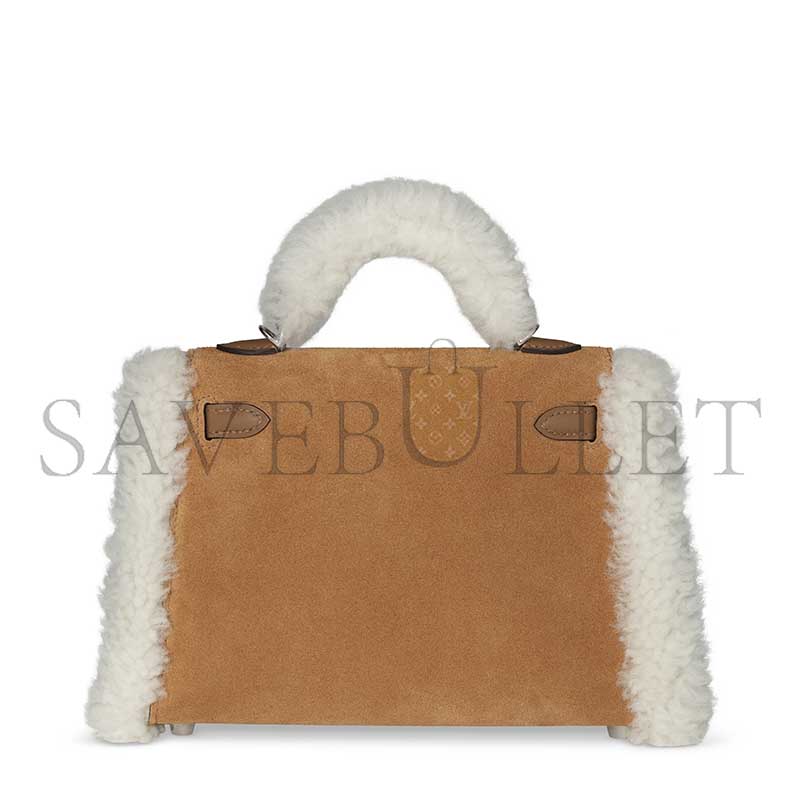 HERMÈS TEDDY KELLY 20 CHAMOIS SHEARLING AND SWIFT PALLADIUM (20*15*8cm)